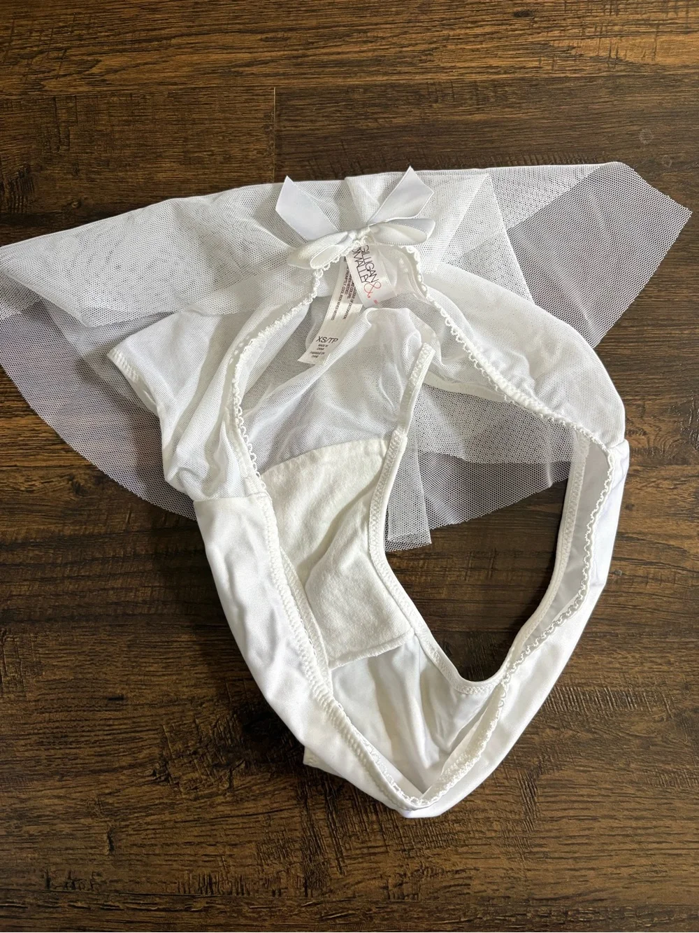 White Wedding Underwear with tulle “train”